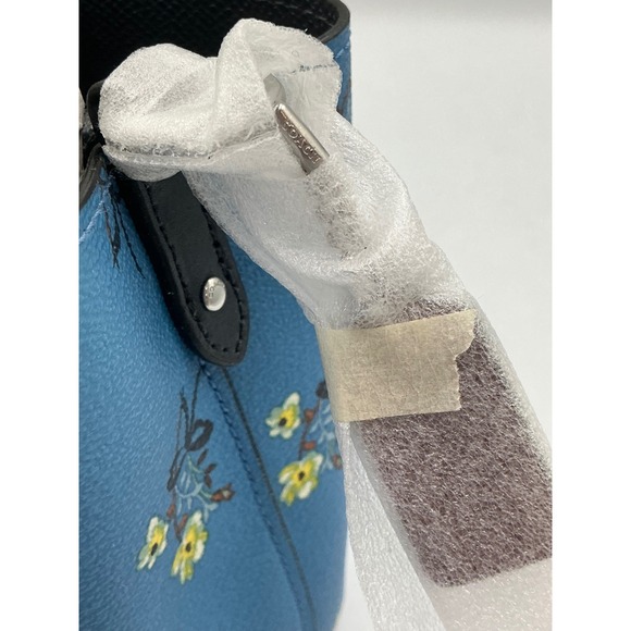 Coach Mini Town Bucket Bag Blue Multi Floral Bow Print Crossgrain Leather C7974 - Picture 7 of 15